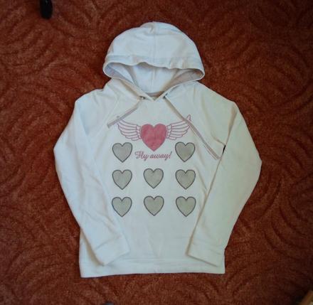 Bílá mikina mikinka s kapucí, bershka,s