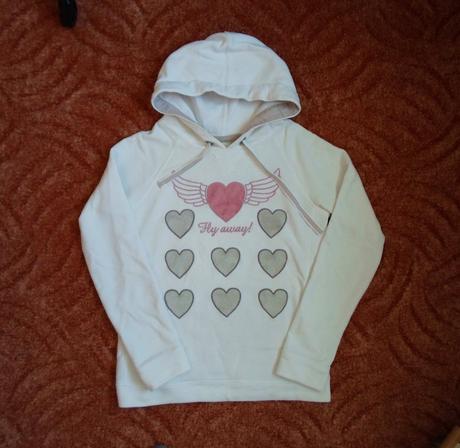 Bílá mikina mikinka s kapucí, bershka,s