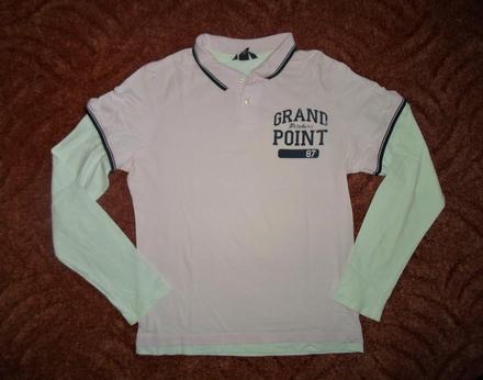 Bílé růžové polo tričko triko dlouhý rukáv, h&m,s