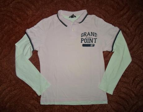 Bílé růžové polo tričko triko dlouhý rukáv, h&m,s