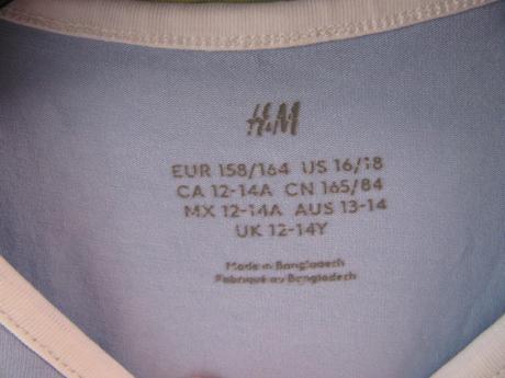 Dívčí kratší bavlněné elastické tričko h&m, h&m,164