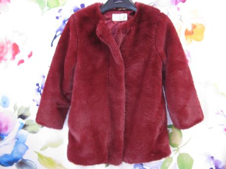 Dívčí vínová bunda z umělé kožešiny vel.6-7 let, primark,122