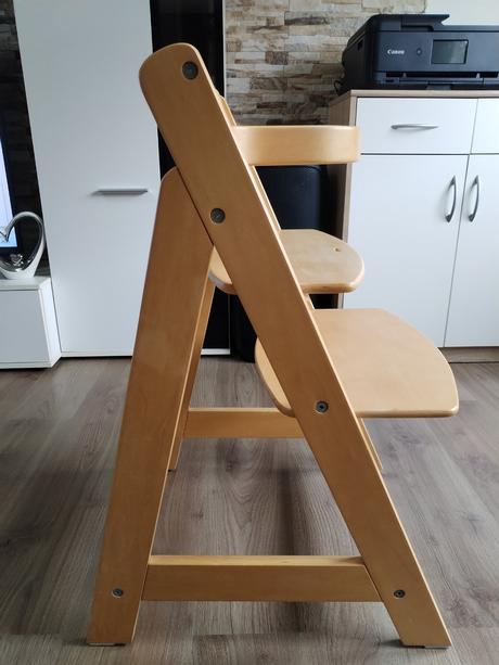 Celodřevěná polohovatelná jídelní židle pro dítě,