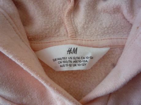 Lososová tepláková vesta s kapucí vel.146, h&m,146