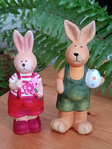 2 králíčci - velikonoční dekorace z keramiky,
