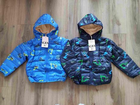 Zimní chlapecká bunda s bagry, 98 - 128