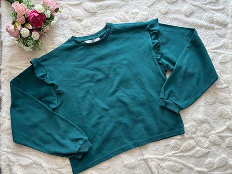 Mikina crop top zeleno-modré barvy - v.158/164, h&m,158