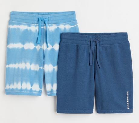 2-pack klučičí kraťasy h&m modré batikované +tmavé, h&m,140