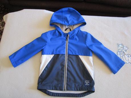 Téměř nová pěkná modrá softshellová bunda s kapucí, f&f,80