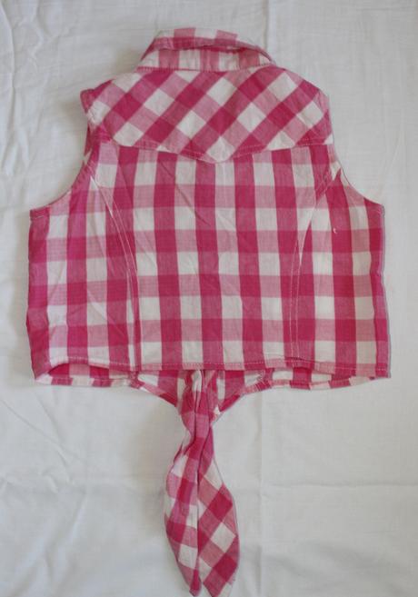 Ho43. plátěná káro krátká košile s uzlíkem 8-9 let, 134