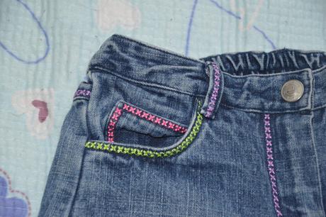 110 116 122 džínová sukně s okrasným stehem, 116