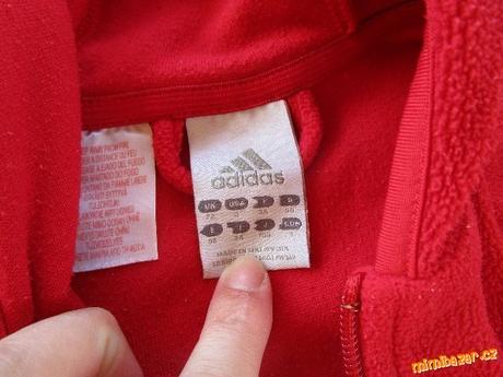 Červená mikina adidas na holčičku nošená, adidas,110