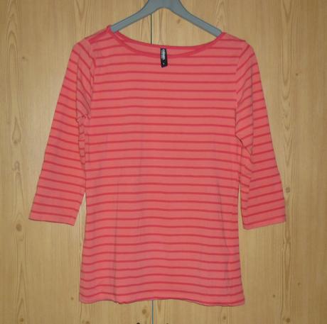 Lososově - červené proužkované tričko takko, takko,s