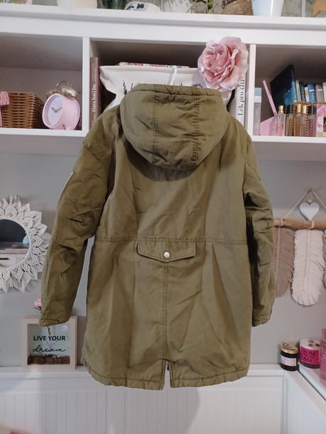 Zimní bunda oversize, khaki parka zara 164/xs-m, zara,164
