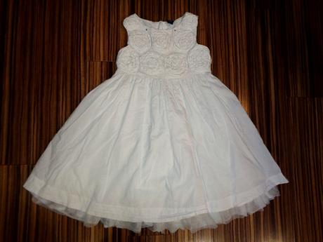 Pěkné bílé šaty s našitými růžičkami, gap,110