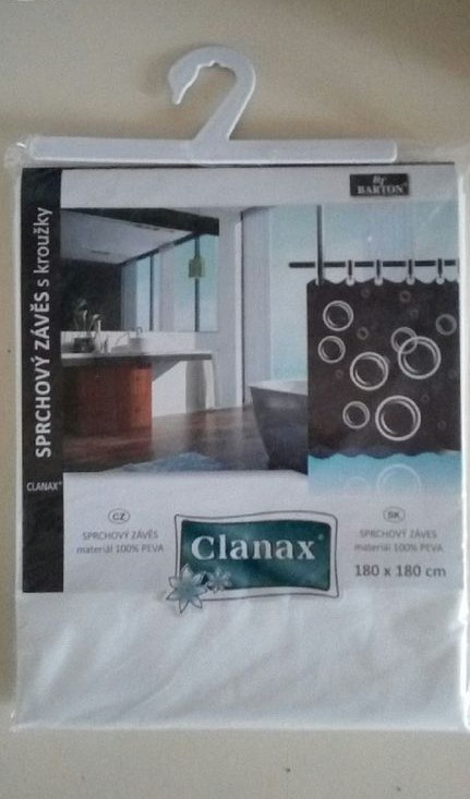 Nový sprchový závěs clanax 180 x 180 s kroužky, 