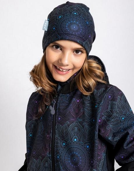 Dívčí softshellový kabát unuo mandala s fleecem, unuo,122 / 128