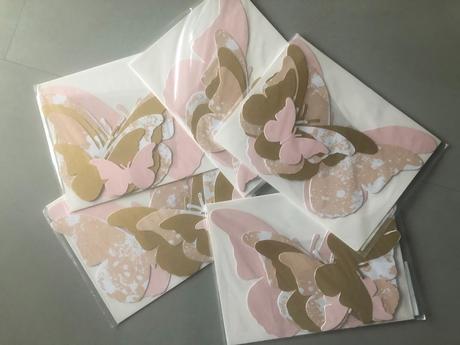 3d dekorace motýli pudrová růžová zlatá zeď strop, 