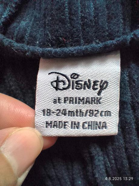 Manšestrové laclové dívčí šaty + triko dl. rukáv +, disney,86