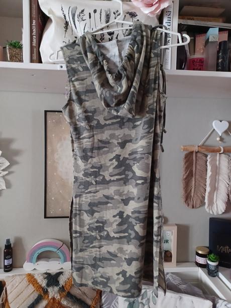 Maskáčové šaty tunika s kapucí 158/164, xs/s, 164