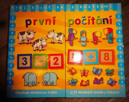 První počítání s dřevěnými kostkami rebo,
