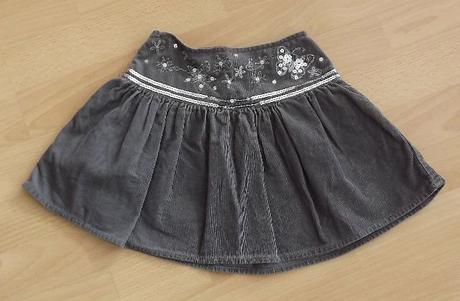 Šedá společenská manžestrová sukýnka s flitry, mothercare,98