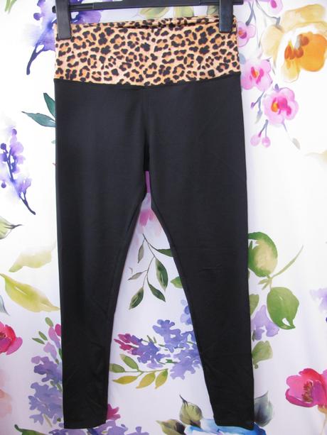 Černé elastické legíny, s tygrovým vzorem yogi, south,38