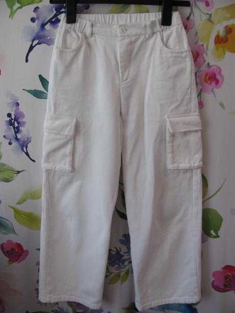 Cargo dívčí bílé kalhoty,volný střih, 152