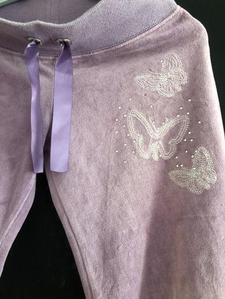 Fialové sametové tepláky, 128