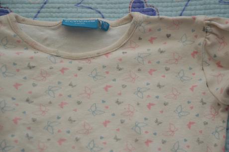 Triko, tunika s potiskem motýlků, třpytky, bavlna, 116