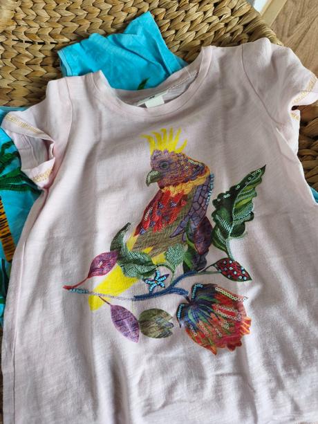 2krát tričko h&m s ptáčky 110/116, h&m,116