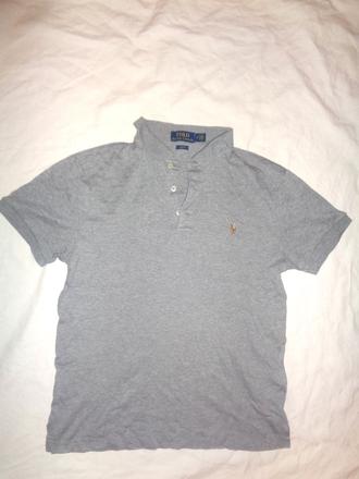 Šedé límečkové tričko ralph lauren, ralph lauren,m