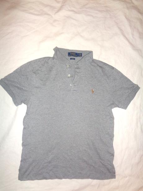 Šedé límečkové tričko ralph lauren, ralph lauren,m