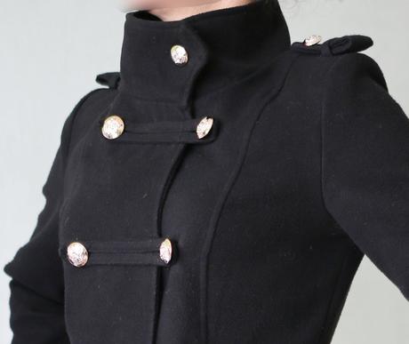 Krátký černý kabát - 70 procent vlna vel.s, s