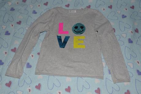 146 152 šedý bavlněný svetřík s měnícím obrázkem, h&m,146