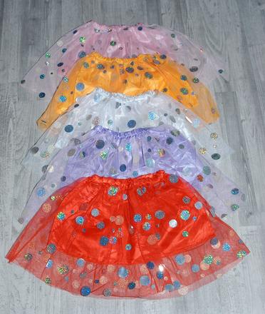 Tylová sukýnka s duhovými flitry více barev,