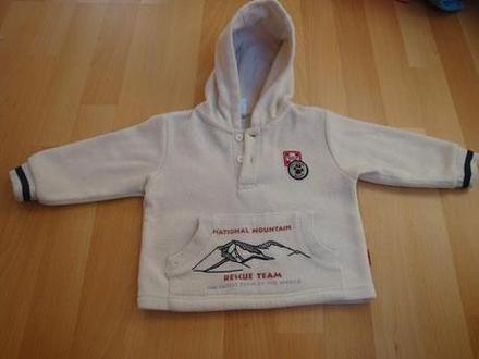 Mikina - bílá, s kapucí, baby club,80