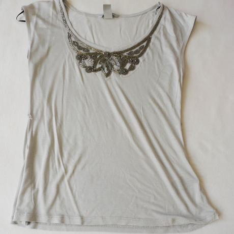 Seda bluzka s aplikaci koralku xs od h&m, h&m,xs