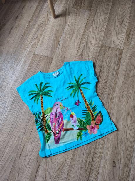 Tyrkysové tričko s paposkem h&m 110-122, h&m,110