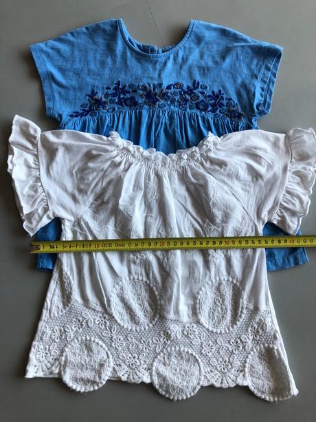 2halenky next bílá modrá krajka květy 104cm 3-4rok, next,104