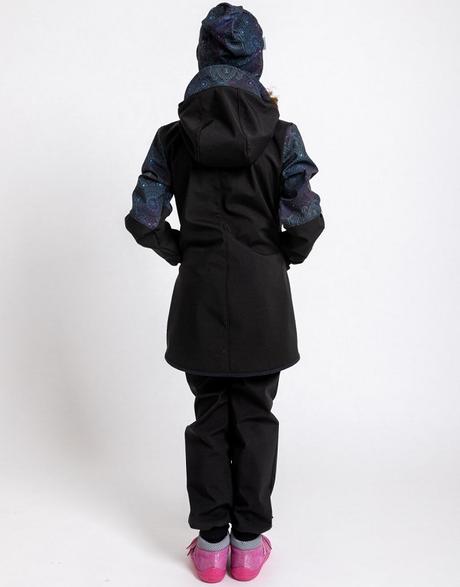 Dívčí softshellový kabát unuo mandala s fleecem, unuo,122 / 128