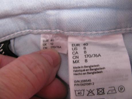 Dámské sv.modré pružné trhané džíny,skiny, h&m,36