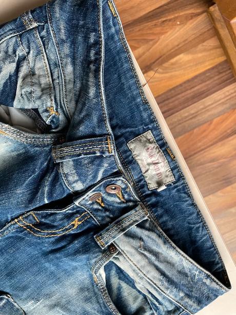 Děrované džíny, vel 38/m cca s/m, vintage bsk deni, 38
