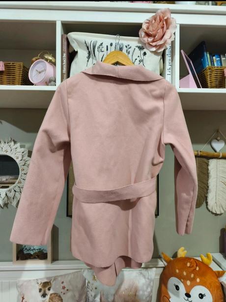 Starorůžový jarní kabátek s páskem xs-m, s
