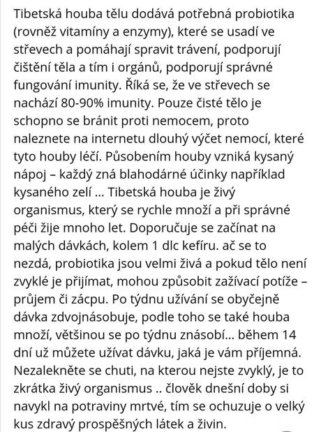 Tibetská houba na mléčný probiotický kefír,