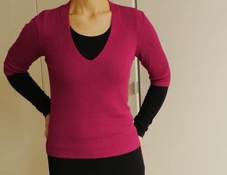 Benetton svetrik zebrovany fuchsiovy kratkym rukav, benetton,34