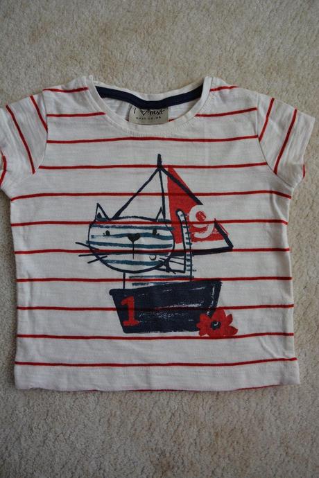 Pruhované tričko s kočkou, next,74