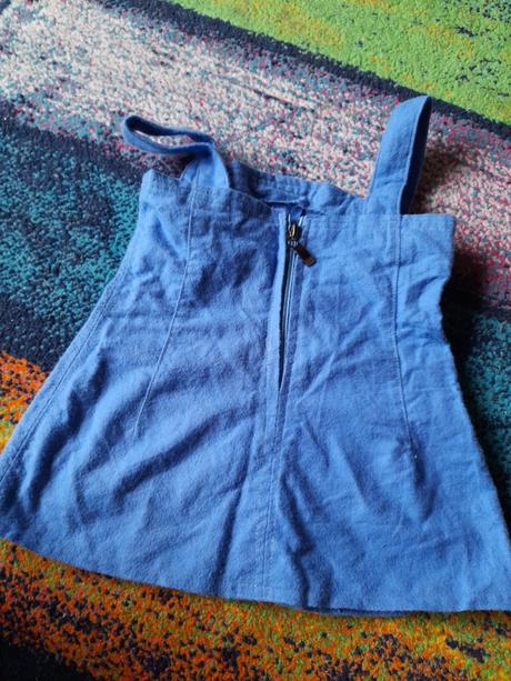 Modré bavlněné šité šatičky na holčičku na zip, 80