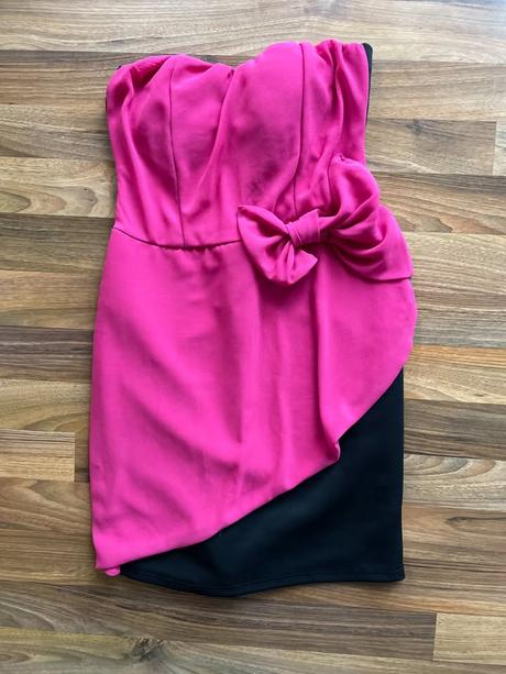 Černo růžové minišaty s mašlí, vel xs/s, itálie, xs