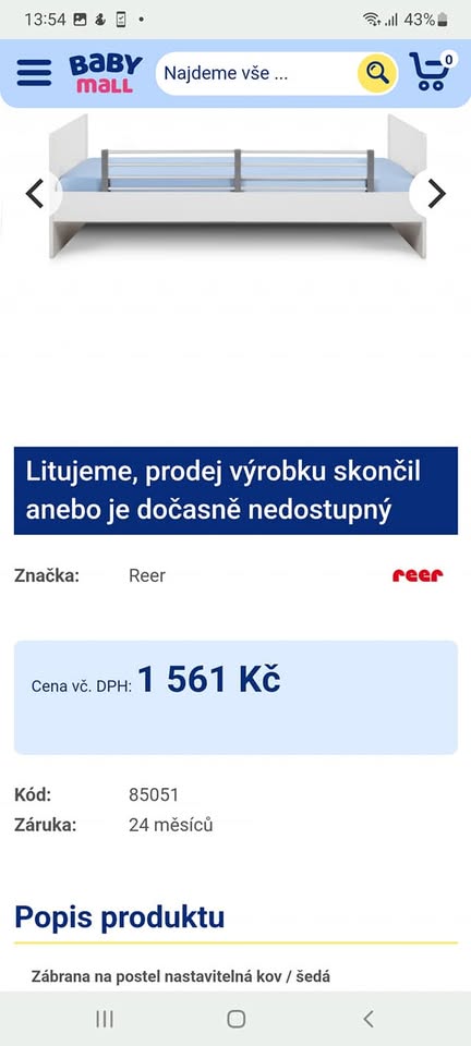 Nastavitelná zábrana na postel reer, 